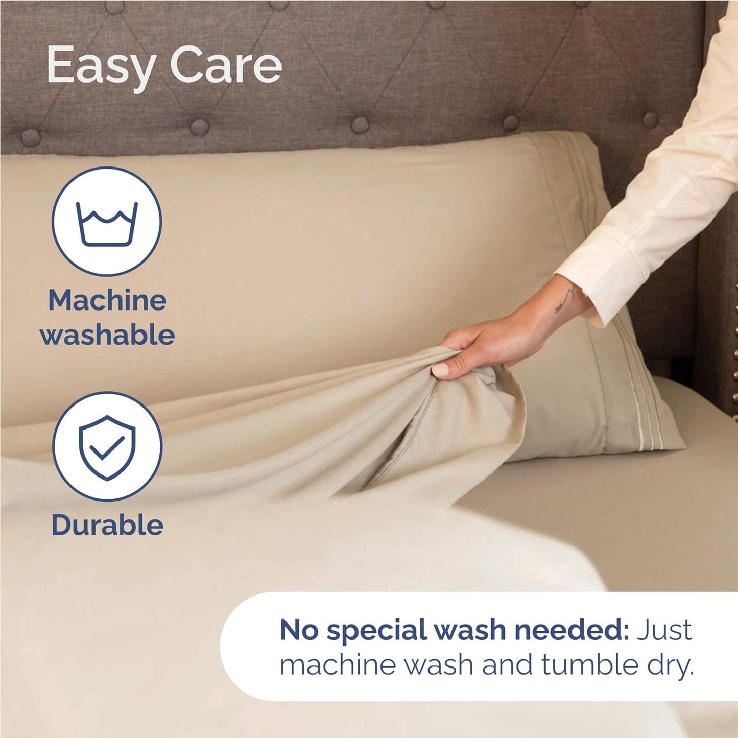 Skiennix Full Size 4-Piece Sheet Set - Comfy, Breathable & Cooling Bed Sheets - Ultra-Soft, Deep Pockets, Wrinkle-Free - Oeko-Tex Certified - Cream