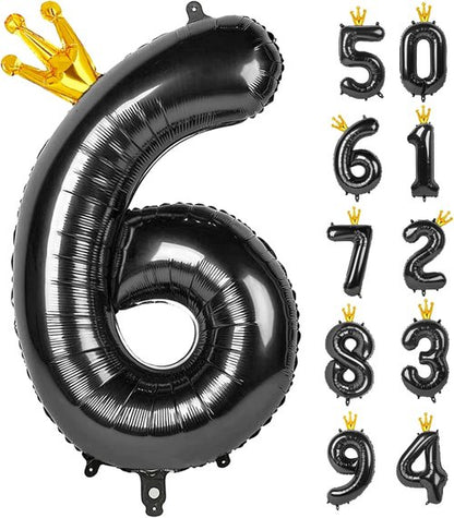 Black 40-Inch Number 6 Balloon - Perfect for Wednesday Birthday Party Decorations | Black Party Supplies