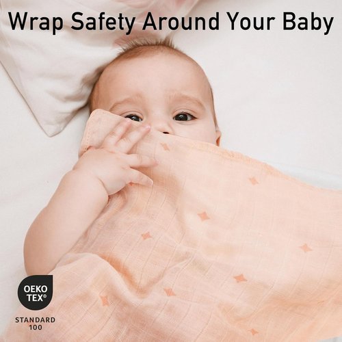 GLLQUEN Baby Receiving Blanket - Soft Cotton Muslin Swaddle for Newborns | 6 Pack in Sun Design