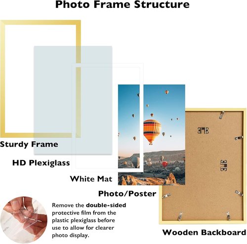 JCJMY 12x18 Picture Frame - Elegant Gold Wall Display for 11x17 Photos with Mat or 12x18 Without Mat