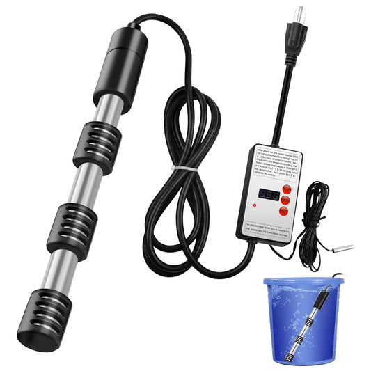 Skiennix 1500W Immersion Water Heater - Portable 304SS Submersible Heater with Digital Timer & Auto Shut-Off