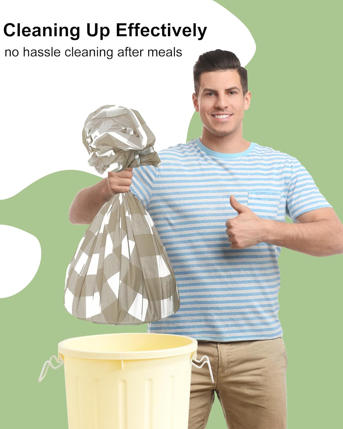 Smiry Gingham Disposable Tablecloths - 8 Packs of Waterproof 54 x 108 Inch Khaki & White Covers for Parties