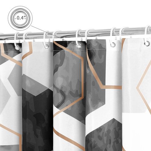 Litabel Black and Grey Modern Shower Curtain for Bathroom, Geometric Art Decor Waterproof Bath Curtain, Abstract Fabric Shower Curtain Sets for Home Decor, 72x72 Inch