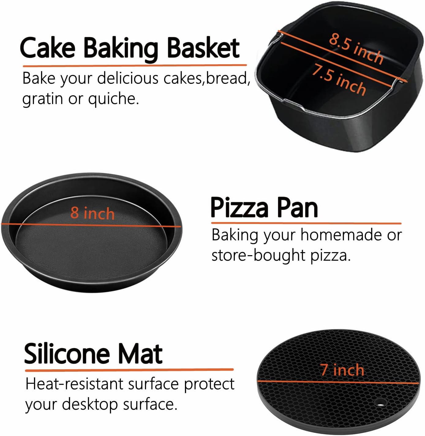 Square Air Fryer Accessories by [Brand Name] - 8 Inch XL Compatible with Philips, Cosori, Ninja | Fits 3.6QT-6.8QT Models