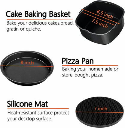 Square Air Fryer Accessories by [Brand Name] - 8 Inch XL Compatible with Philips, Cosori, Ninja | Fits 3.6QT-6.8QT Models