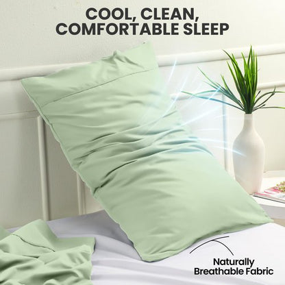 Utopia Bedding Pillow Cases Standard Size 2-Pack – Soft Brushed Microfiber – Envelope Closure – Perfect for Hospitals, Hotels, Guest Rooms – Oeko-TEX Certified, 20x26 Inches (Sage)