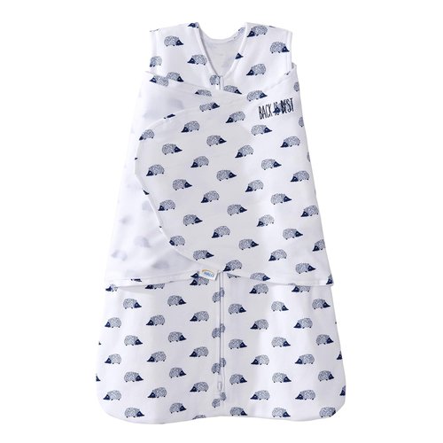 HALO Sleepsack Swaddle - 100% Cotton Wearable Blanket, 3-Way Adjustable, Navy Hedgehog, Newborn 0-3 Months