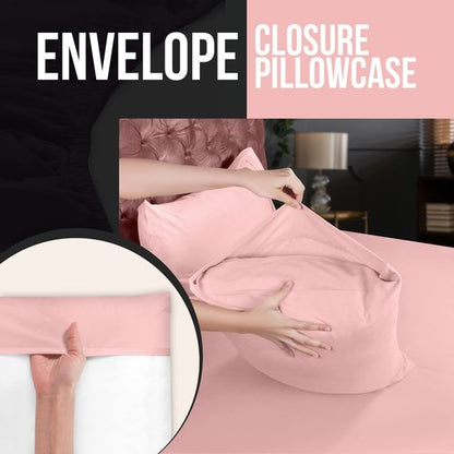 Utopia Bedding King Pillow Cases - 4 Pack - Envelope Closure - Soft Brushed Microfiber Fabric - Shrinkage and Fade Resistant Pillow Covers King Size 20 X 40 Inches (King, Pink)