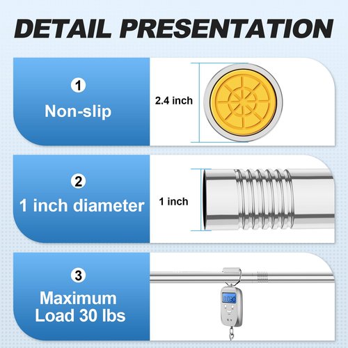 CorkLatta Chrome Shower Curtain Rod 31 to 80 Inch,1 Inch Diameter Adjustable Spring Tension Curtain Rod No Drilling Stainless Steel Telescoping Rod,No Rust