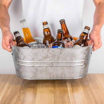 4 Pack 4 Gallon Galvanized Ice Buckets for Parties, Large Metal Beverage Drink Tub Cooler with Leak-Proof Carry Handles, Heavy Duty Drink Tin Bins for Beer, Champagne and Wedding Bar Supplies