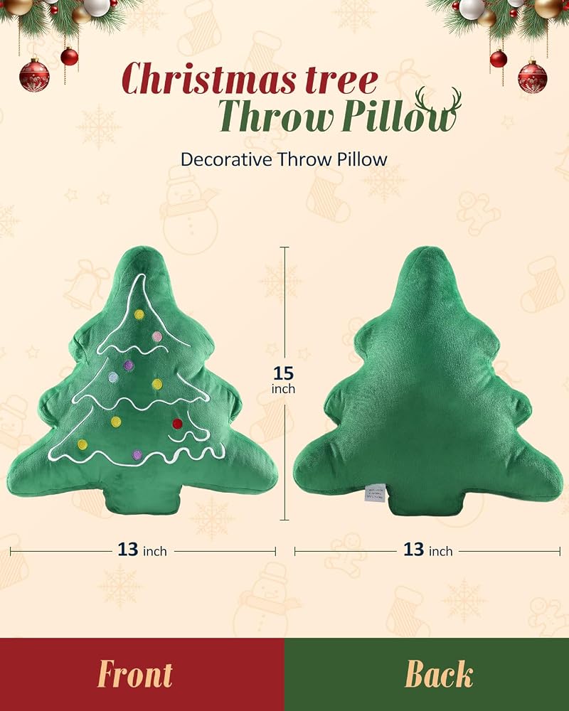Christmas Tree Shaped Throw Pillow - 13x15 inches, Green (Variation: Christmas Tree Green)