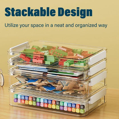 Clear Plastic Storage Box - 5.5qt Snap-Tight Latch Organizer | Stackable Container for A4 Files, Photos & Crafts
