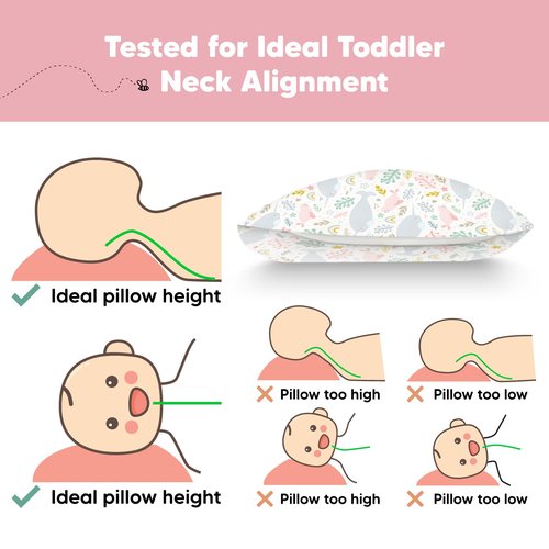 Toddler Pillow with Pillowcase - 13x18 My Little Dreamy Kids Travel Bed Pillows for Sleeping, Organic Cotton Small Pillowcase, Soft & Breathable, Machine Washable, Toddlers 2-5 years old (Narwhal)