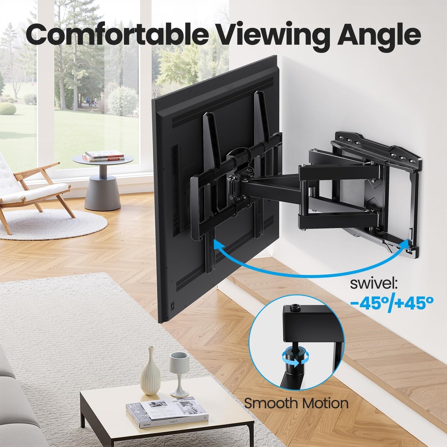 USX STAR Full Motion TV Wall Mount Bracket - Fits 37-90 Inch TVs, Swivel & Tilt, Max VESA 600x400mm, Holds 132lbs