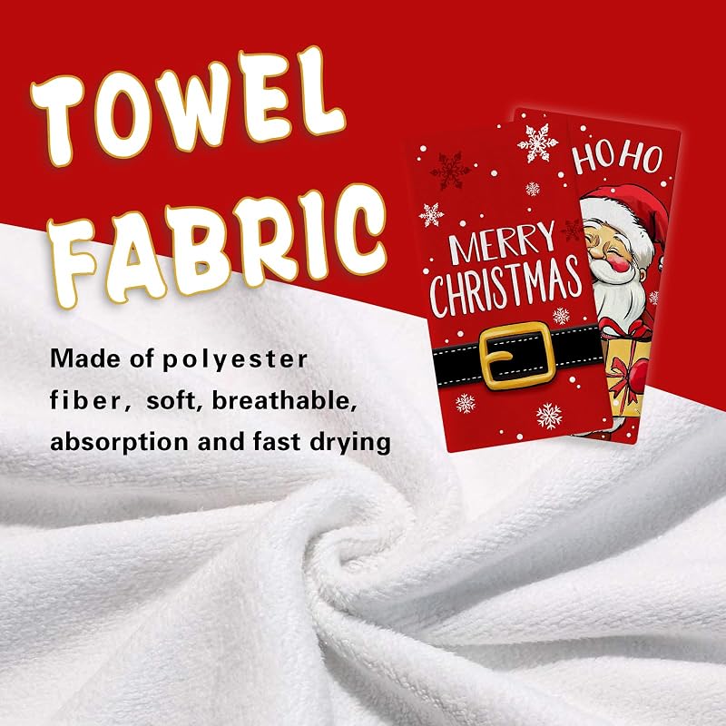 Santa Christmas Red Kitchen Towels Set of 2 - Durable Farmhouse Dish Cloths (Variation: Santa)
