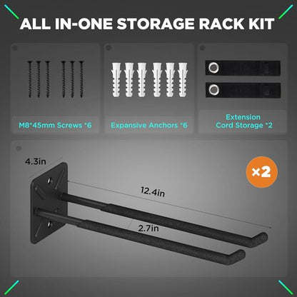 **Skiennix Heavy Duty Garage Hooks - 12.4 Inch Wall Mount Hangers | Max Load 200 lbs for Ladders, Tools & More**
