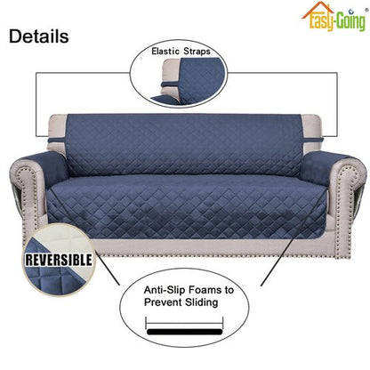 Easy-Going Oversized Chair Sofa Slipcover Reversible Sofa Cover Water Resistant Couch Cover Furniture Protector Cover with Elastic Straps for Pets Dog Cat (Oversized Chair, Dark Blue/Ivory)