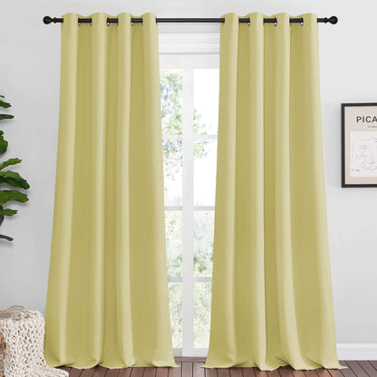NICETOWN Paler Yellow Blackout Curtains 102" Long for Office, 55" Wide, 2 Pieces, Dining Room, Guest Room, Sound Reducing Heat and Cold Block Curtain Panels for Modern Room Decorative
