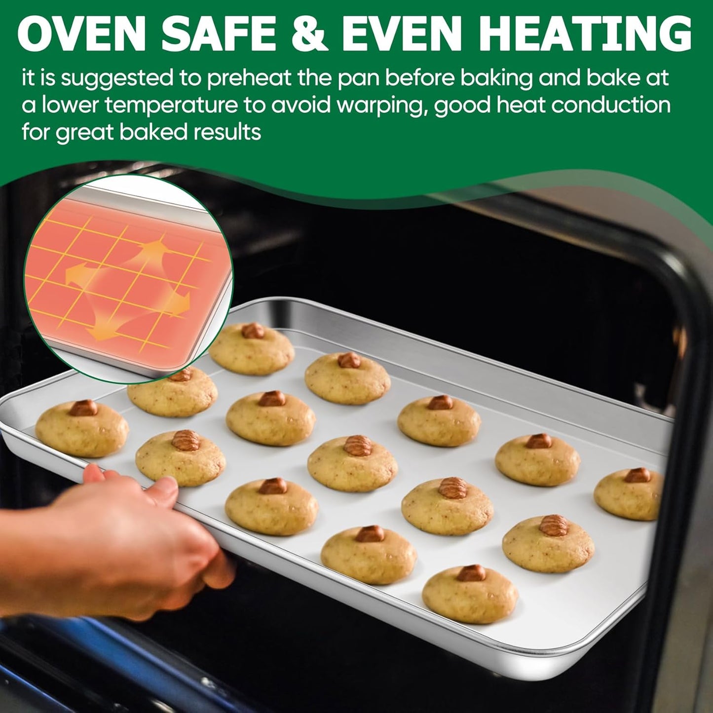 TeamFar Stainless Steel Baking Sheet Set - 9-Piece with Racks & Silicone Mats | 10.5/12.5/16 Inch Easy Clean