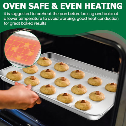 TeamFar Stainless Steel Baking Sheet Set - 9-Piece with Racks & Silicone Mats | 10.5/12.5/16 Inch Easy Clean