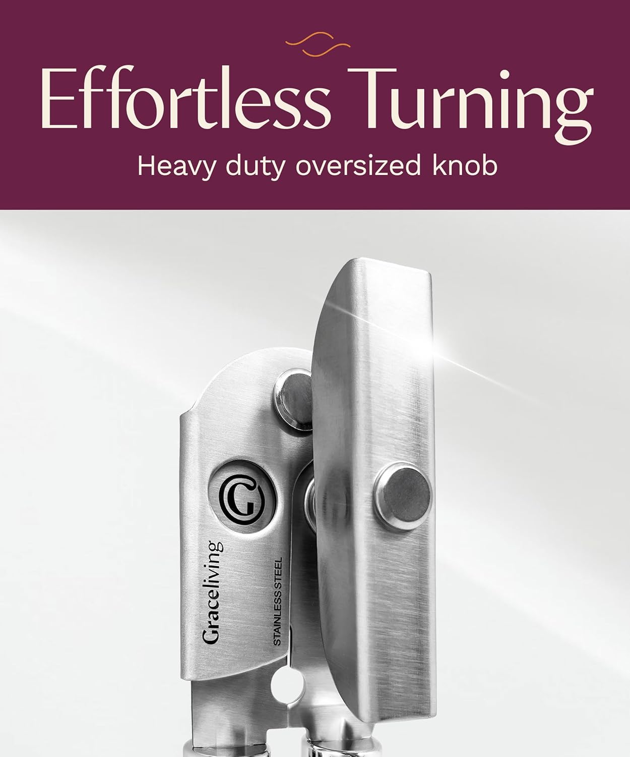 Skiennix Premium Multifunction Magnetic Can Opener | Heavy-Duty Stainless Steel with Easy Turn Knob - Mauve