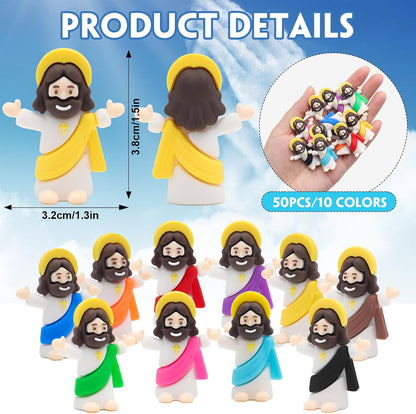 Yelakey Mini Jesus Figures - 50 Pack Pocket-Sized Christ Figurines | Perfect for Religious Party Favors