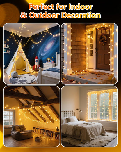 Twinkle Star 100 LED Star String Lights - 33FT Waterproof Fairy Lights for Indoor/Outdoor Decor