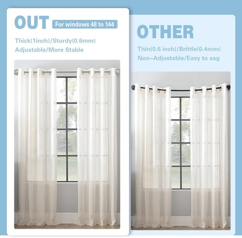 Byondeth Curtain Rods - Adjustable Blackout Wrap Around Design | 16 to 144 Inches, Brushed Nickel Finish