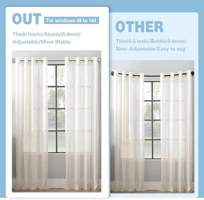 Byondeth Curtain Rods - Adjustable Blackout Wrap Around Design | 16 to 144 Inches, Brushed Nickel Finish