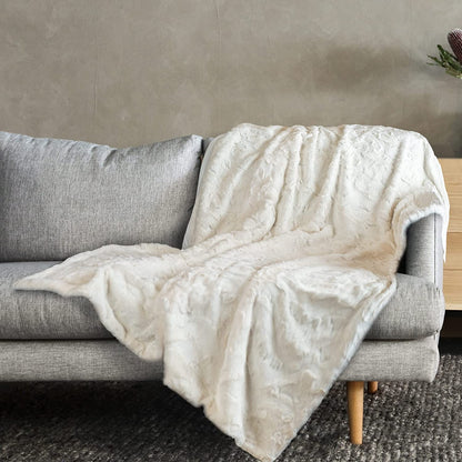Outrageously Soft Blanket - Ultra Plush Minky Faux Fur Blanket - Ivory Twin