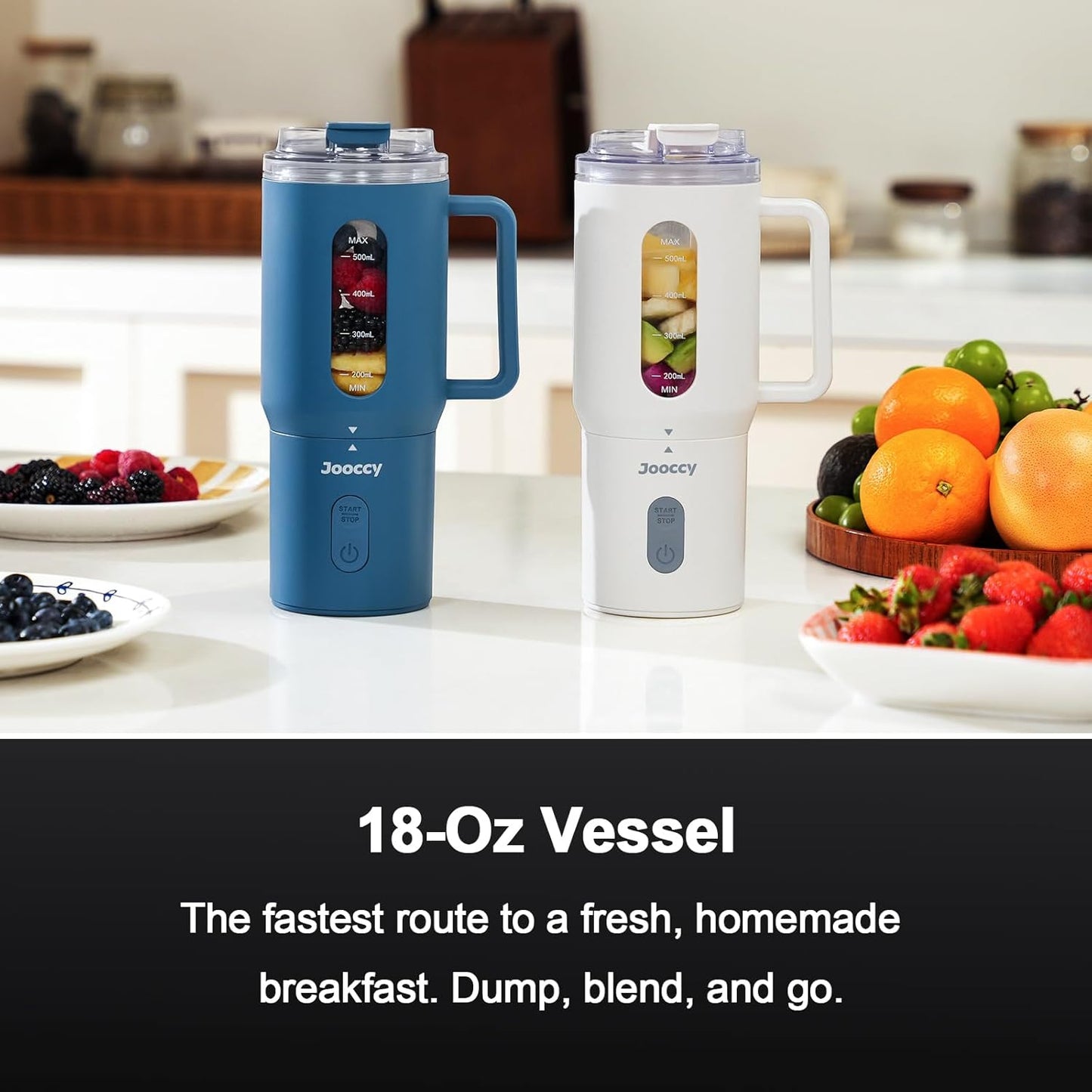 Skiennix 18oz Portable Blender - Cordless Travel Blender with Ice Crushing Blades & Auto Reverse Function
