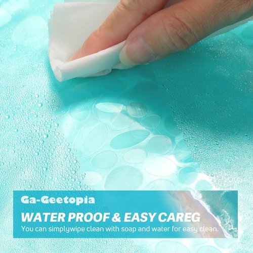 Ga-Geetopia EVA Teal Thin Shower Curtain Liner, Pebble Pattern 72x72 Inch Lightweight Plastic Bathroom Shower Showroom Inner Curtain with Rustproof Metal Grommets and Weighted Magnets(NO Hooks)