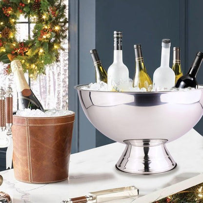 Large Champagne Bowl,12L Champagne Bowl Ice Bucket with Scoop Stainless Steel Large Champagne Ice Bucket Big Ice Bucket for Parties Large Size Ice Bowl for Wine Beer Home Bar Celebrations,16in