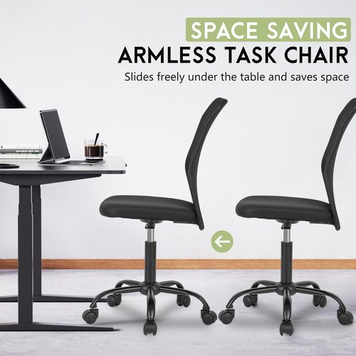 BestOffice Ergonomic Office Chair Desk Chair Mesh Computer Chair Armless Back Support Modern Executive Rolling Swivel Chair with Lumbar Support（Black）