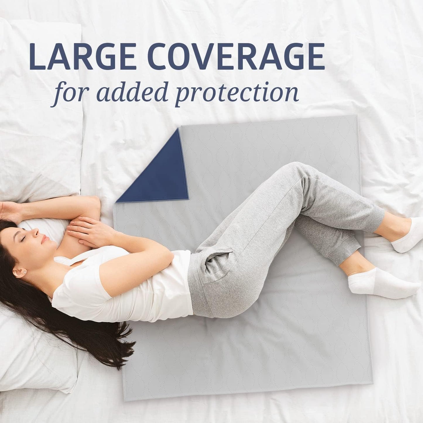 Medline Washable Bed Pads - Large 34 x 36 Inch Reusable Underpads | 4 Pack for Incontinence, Navy & Gray