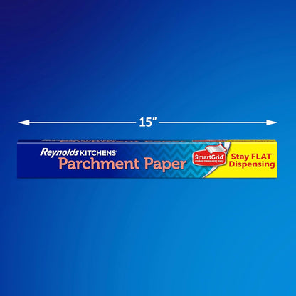 Reynolds Kitchens Parchment Paper Roll - Non-Curling Baking Paper, Oven Safe to 425°F, 36ft x 15in