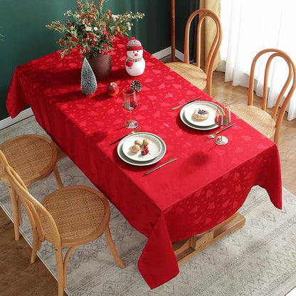 SASTYBALE Christmas Tablecloth 60 x 120 Rectangular - Red Xmas Tree Pattern