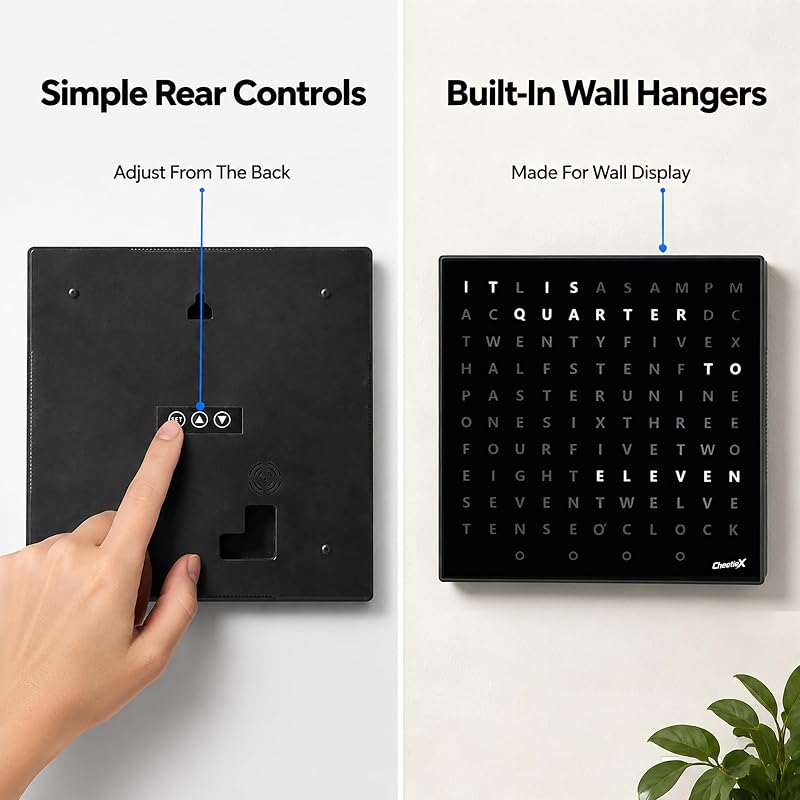Word Clock with 11x11 Inch LED Text Display – Wall Clock