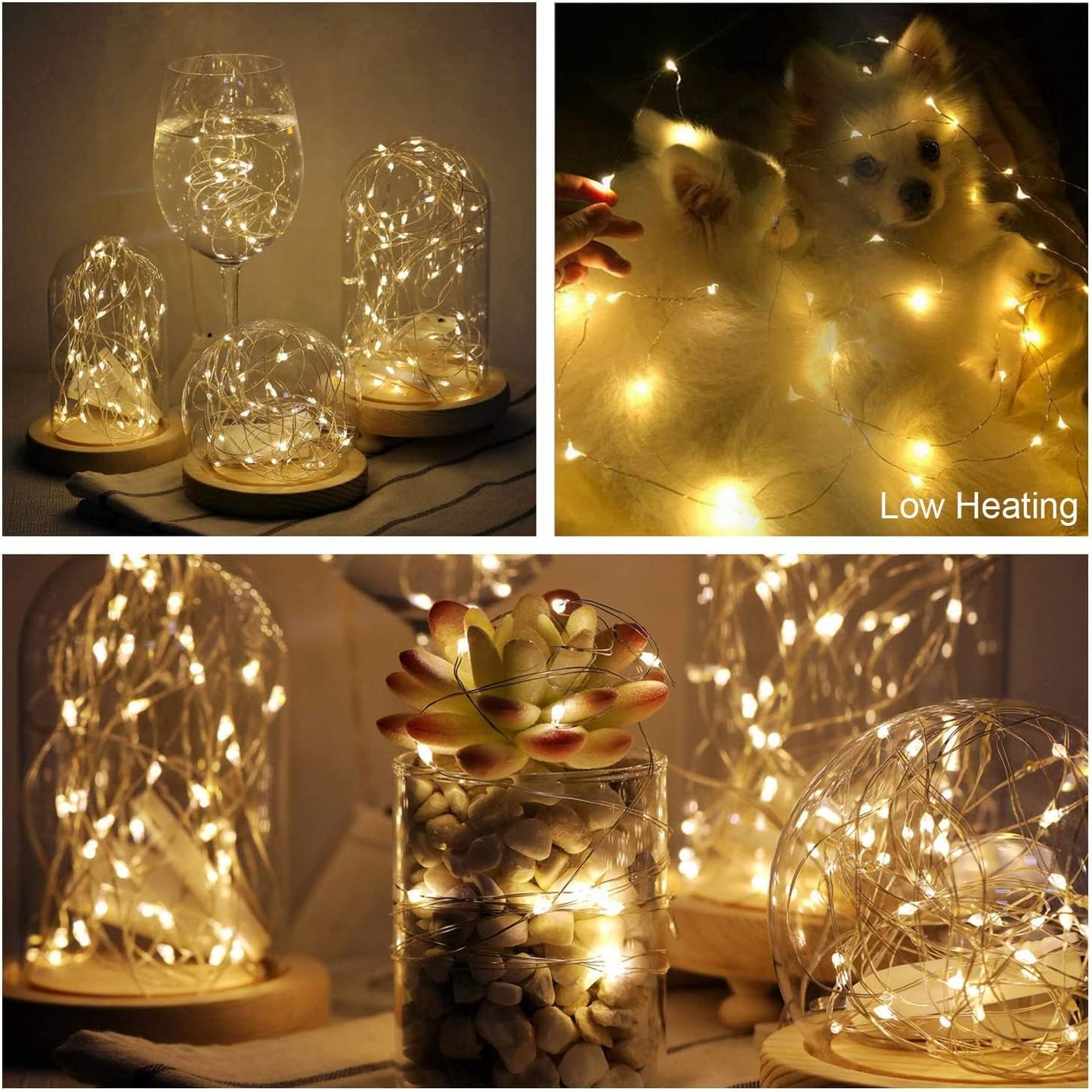 Skiennix 20 Pack Fairy Lights - 7ft Battery Operated LED Twinkle Lights for DIY Crafts & Events | Warm White