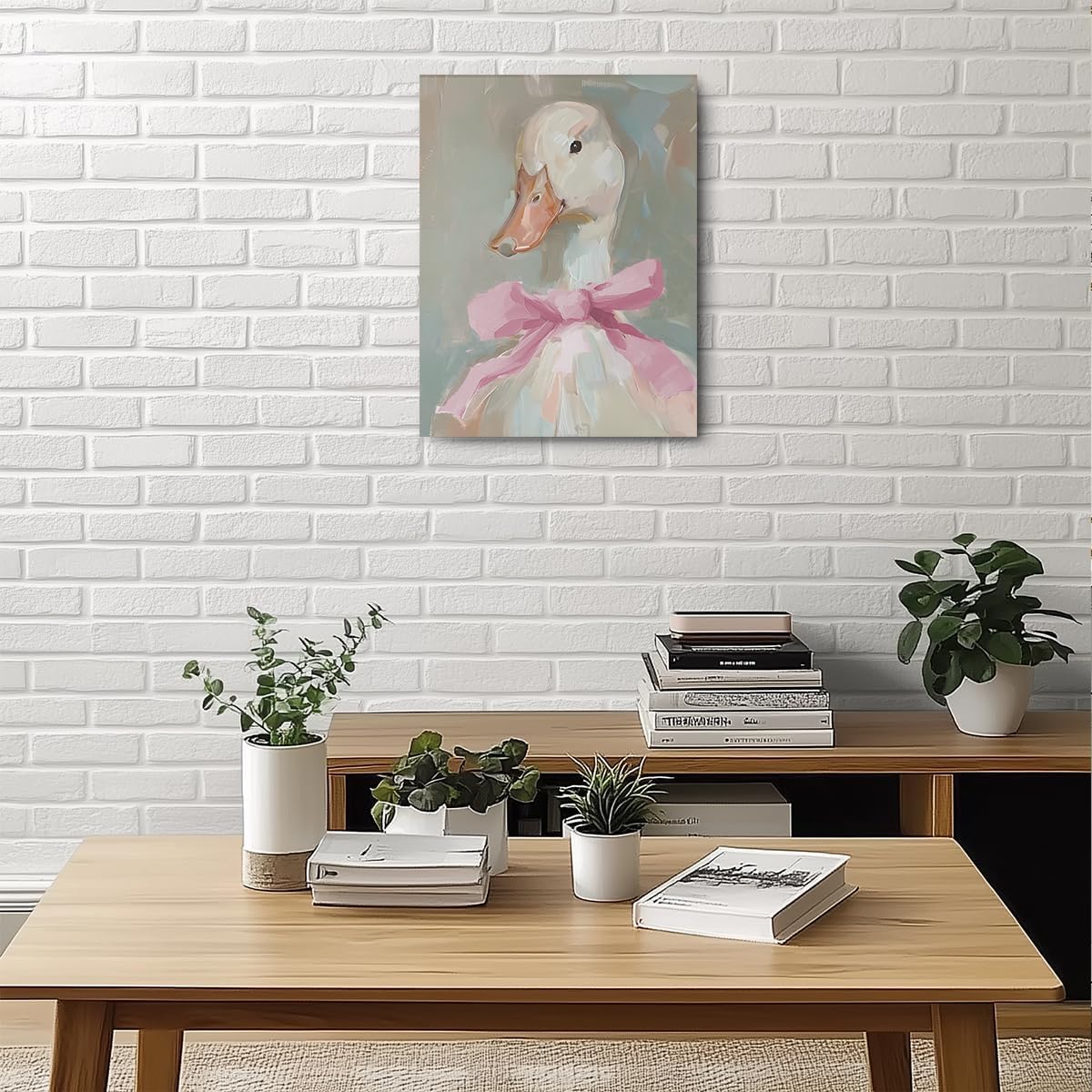 Skiennix Cute Duck Canvas Wall Art - Framed Aesthetic Decor for Animal Lovers | 11.5x15 In