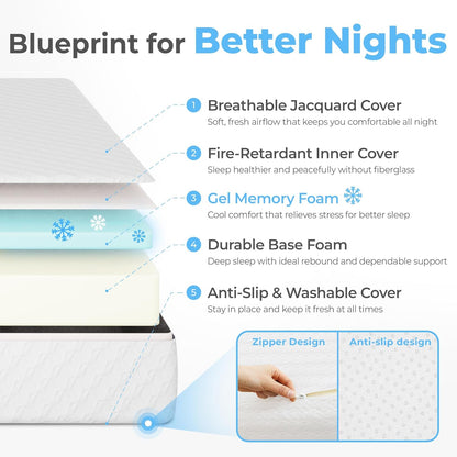 Neo Sleep Twin XL Cooling Memory Mattress - Pressure Relief & Comfort | Medium Firm, CertiPUR-US Certified, 6 Inch