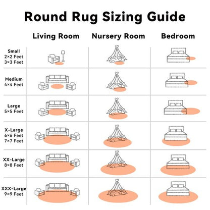 OLANLY Muted Orange Round Rugs for Bedroom - Machine Washable, 4 ft Circle Area Rugs for Living Room, Soft and Fluffy Shaggy Carpet for Teen Girl and Boys, Nursery Rooms, Dorms, Home Decor Aesthetic