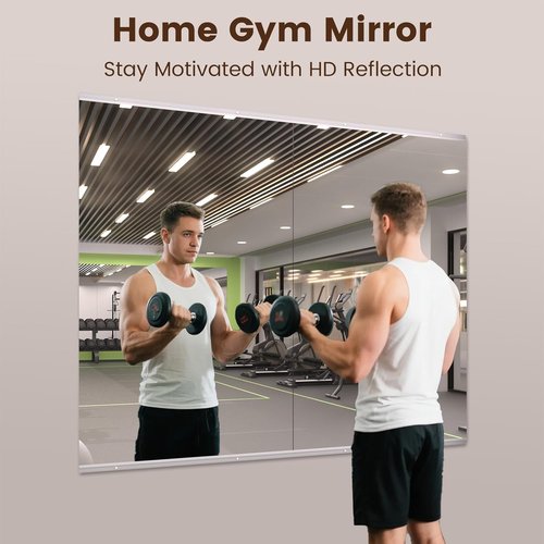 LOAAO Home Gym Mirror - 48"x30" Frameless Tempered Glass Workout Mirrors for Home Gym & Dance Studio