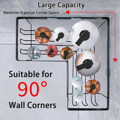 Skiennix Corner Shower Caddy - 3 Pack Rustproof Stainless Steel Organizers | No-Drill Adhesive Shelves, Black
