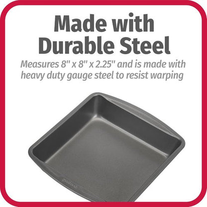 GoodCook Nonstick Steel Square Pan - 8-Inch Gray Kitchen Essential for Effortless Cooking