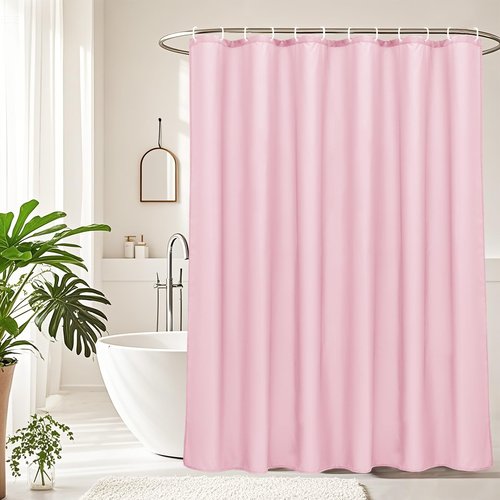 AooHome Extra Long 72x78 inch Shower Liner, Fabric Solid Color Shower Curtain Liner with Hooks, Weighted Hem, Water Repellent, Pink