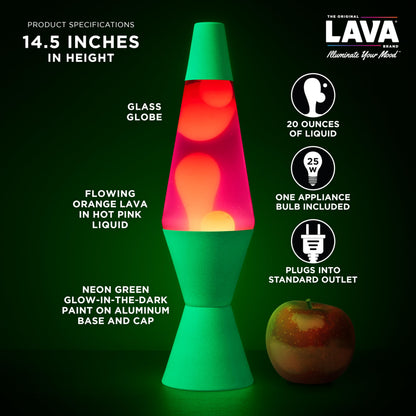 LAVA® Lamp - 14.5" Neon Green - The Original Motion Light - Orange and Pink Liquid - Item #2096 (Amazon Exclusive)