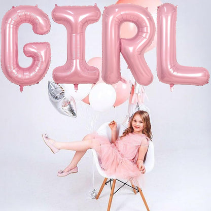 Skiennix 40-Inch Pastel Pink GIRL Balloons - Large Pearl Mylar Alphabet Banner for Birthday Parties