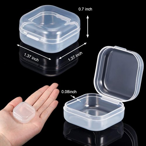 Clear Plastic Bead Storage Containers by [Brand Name] - 24 Packs with Hinged Lid for Crafts & Jewelry | 1.37 x 1.37 x 0.7 Inches