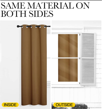 NICETOWN Blackout Curtains - Noise Reducing & Draft Blocking | 90-Inch Length, 2 Panels, Gold Brown